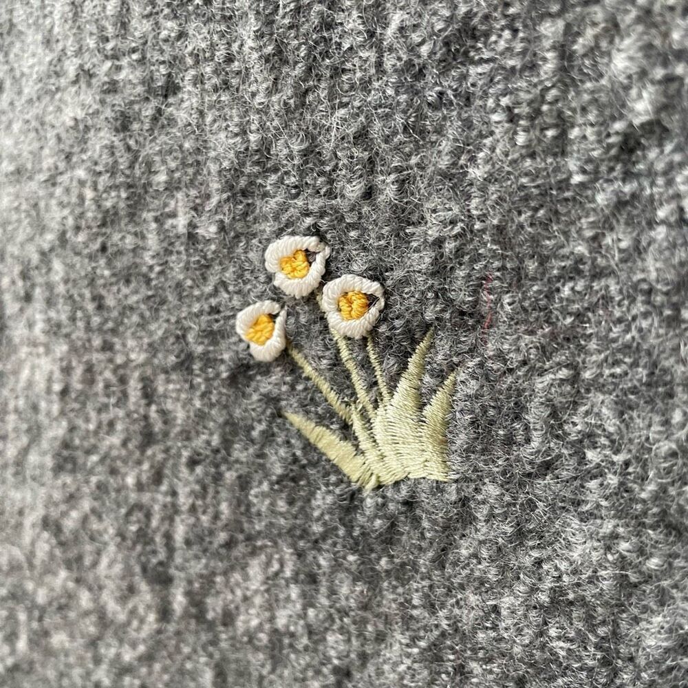 Vintage Boiled Wool Sheep Applique Full Zip Vest Grey XL - Picture 5 of 9